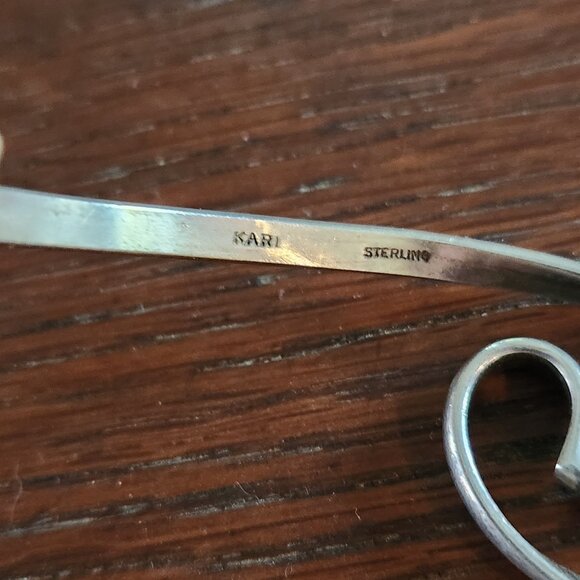 Kari Sterling Silver Freeform Wave Cuff Bangle Bracelet Adjustable Artisan Sign - Picture 3 of 5